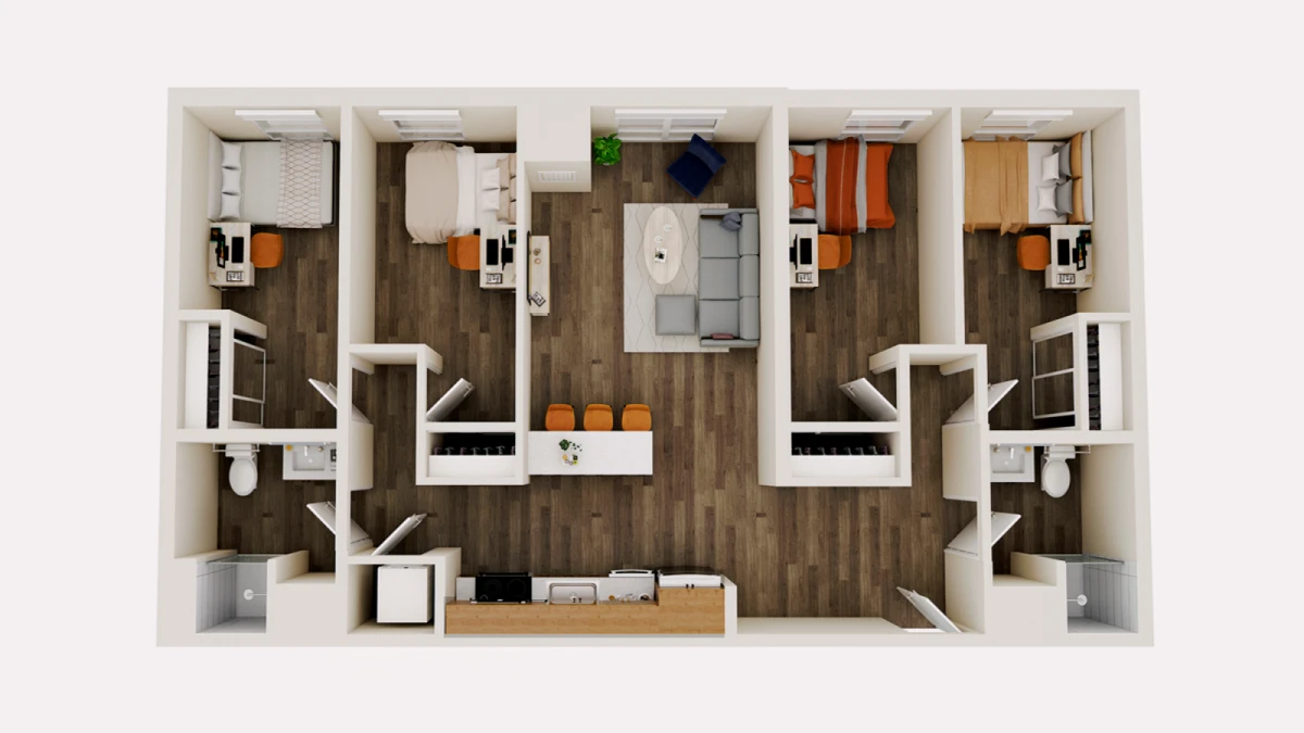 4x2 Rooms view 1