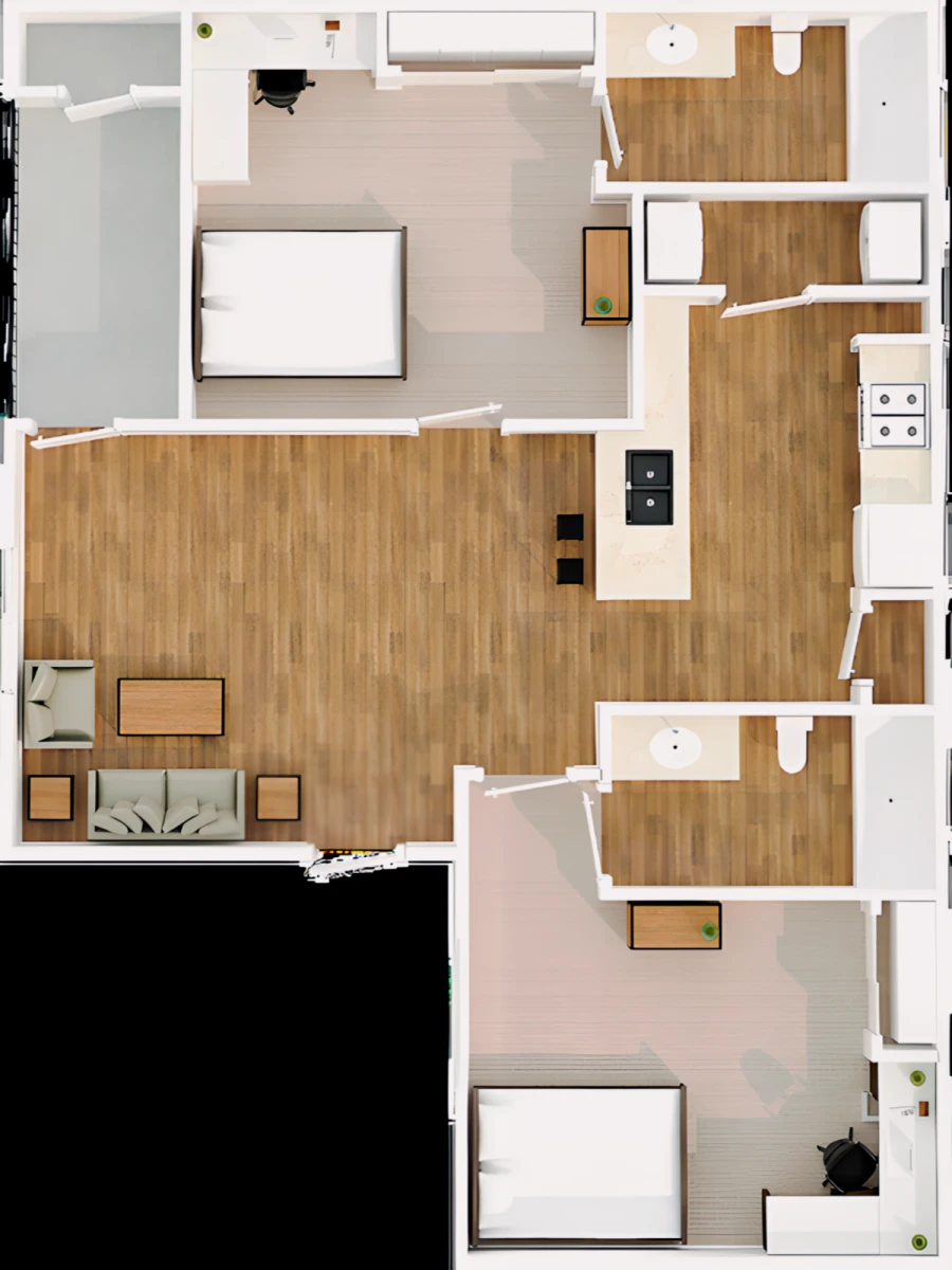 2x2 Rooms view 1