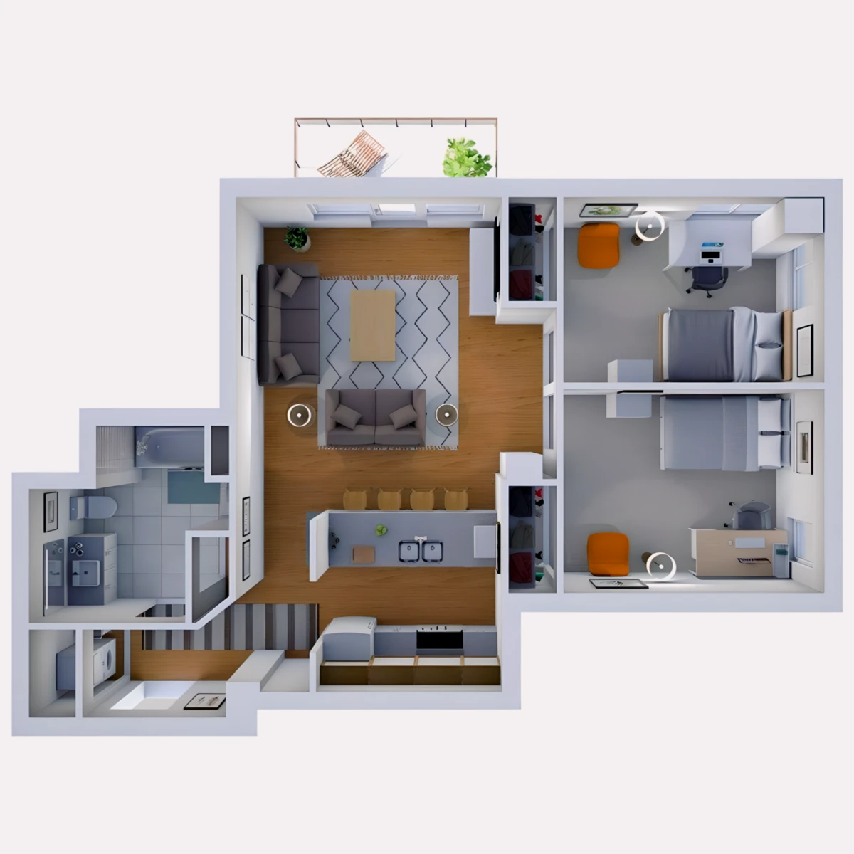 2 Rooms view 1