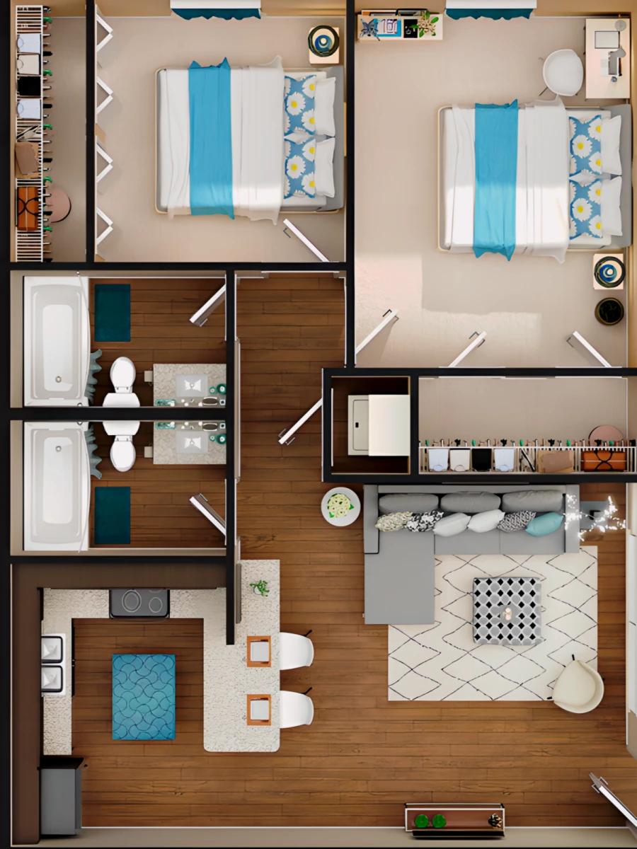 2x2 Rooms view 1