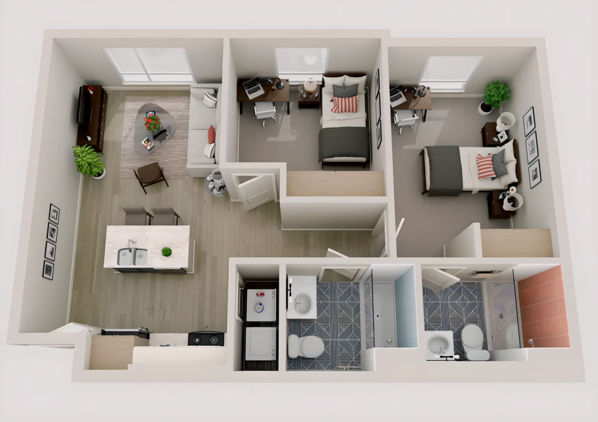 2 Rooms view 1