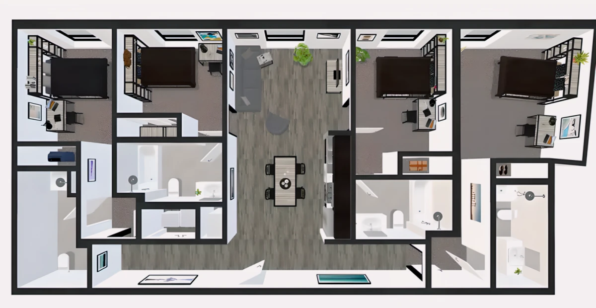 4 Rooms view 1