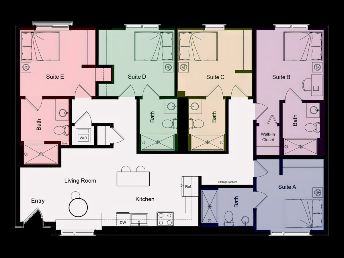 Private Suite in Shared 5 Bedroom Unit