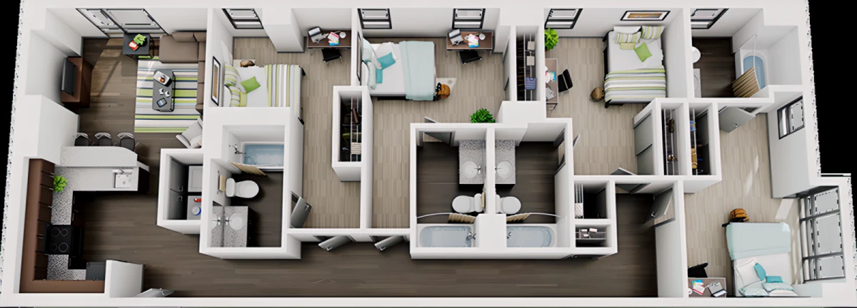 4 Rooms view 1