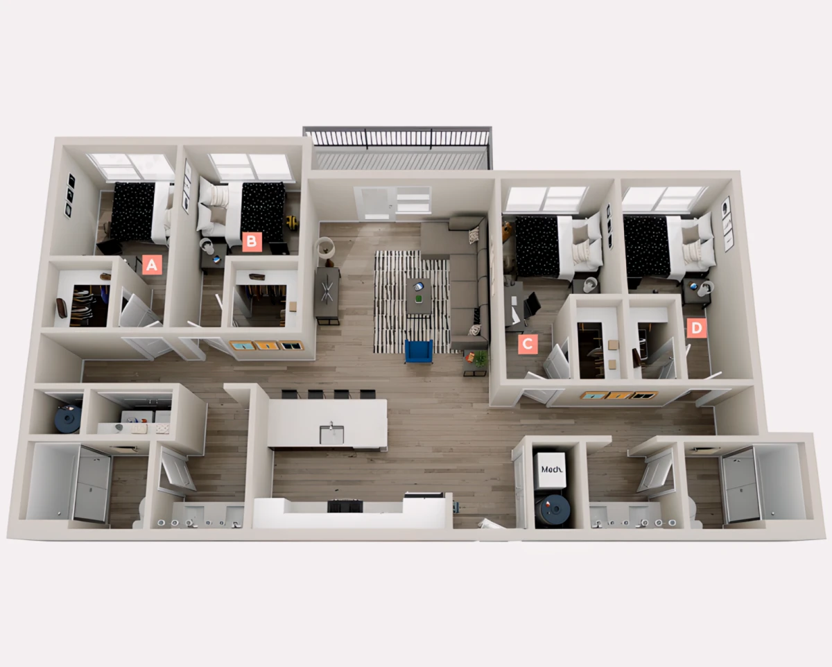 4 Rooms view 2