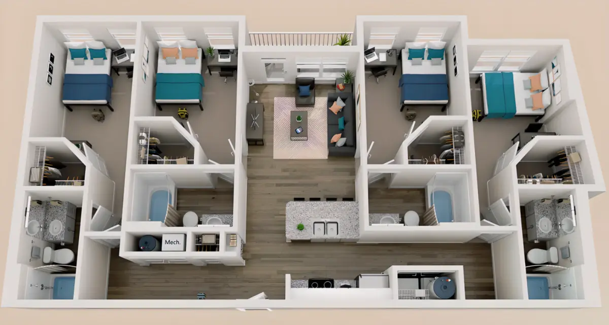 4 Rooms view 2