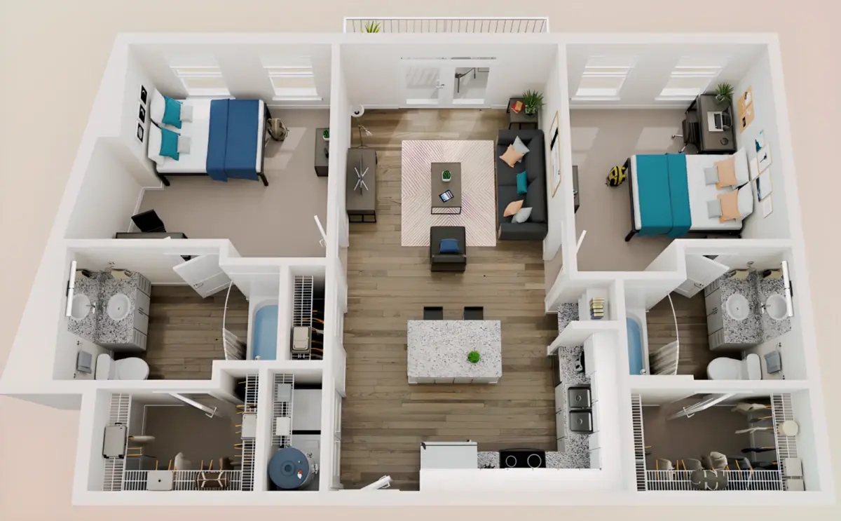 2 Rooms view 1