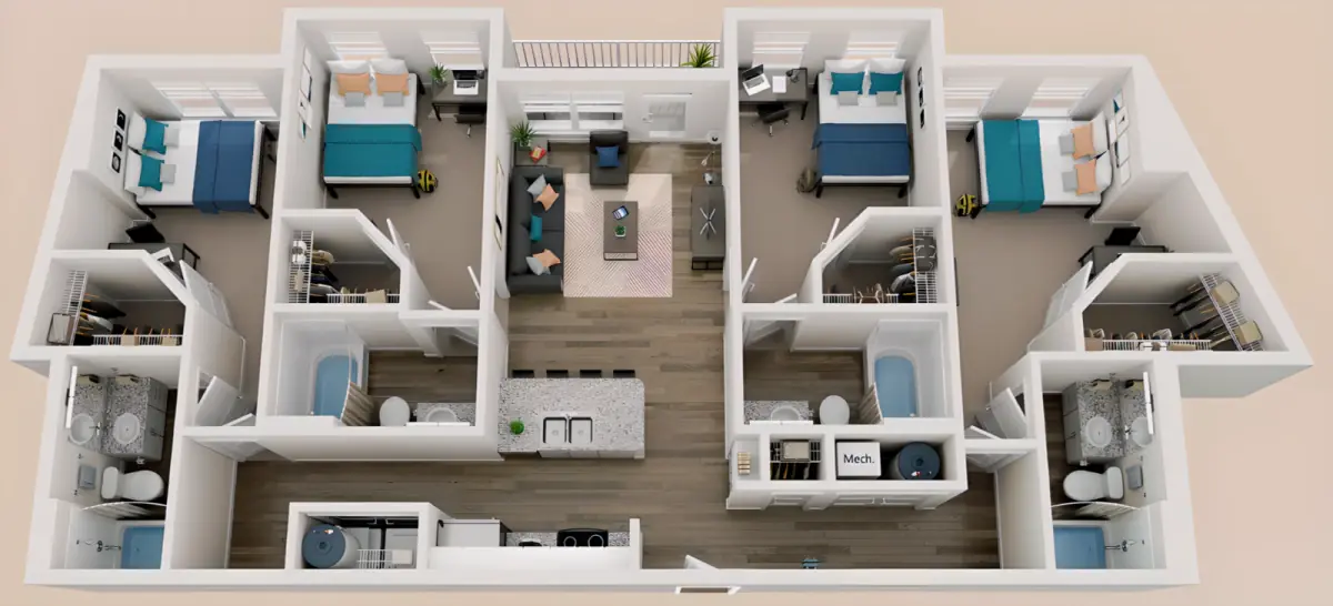 4 Rooms view 1