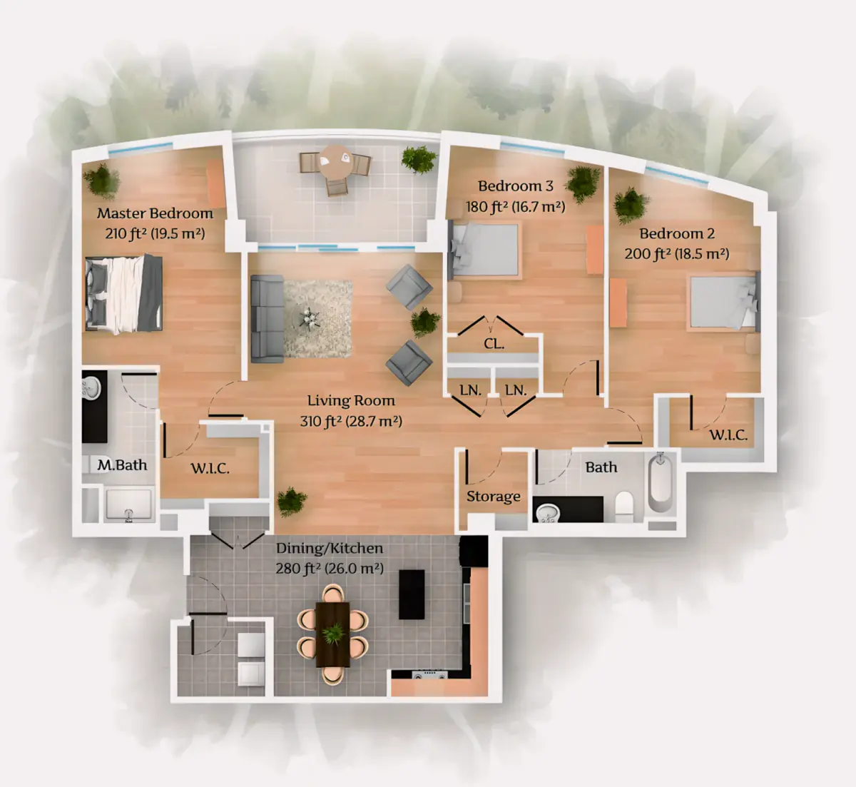 three Rooms view 1