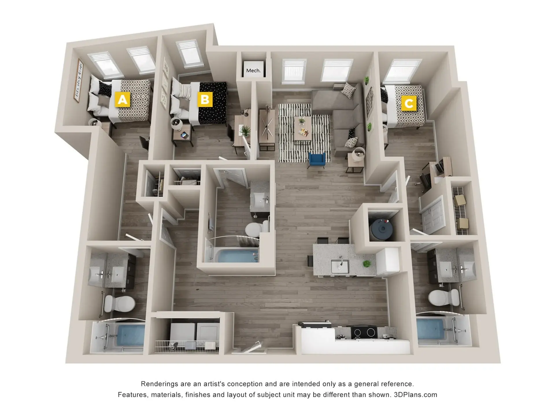 3 Rooms view 1