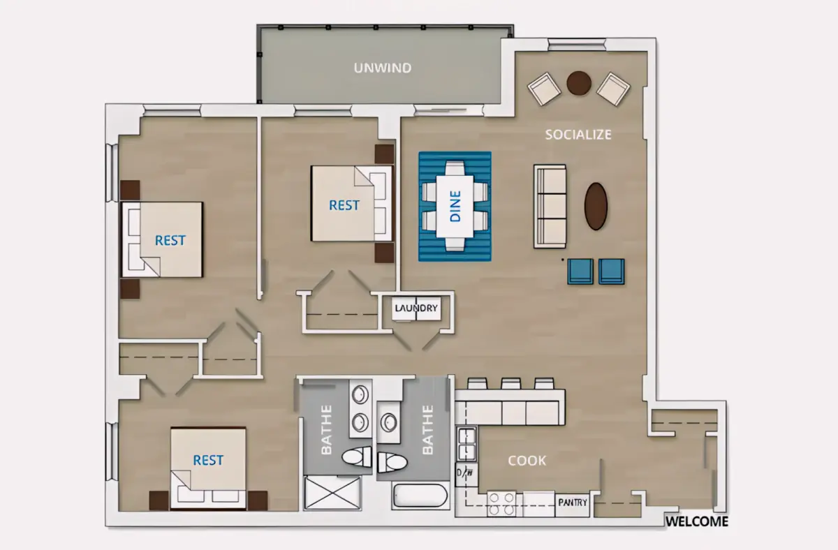 Three Rooms view 1