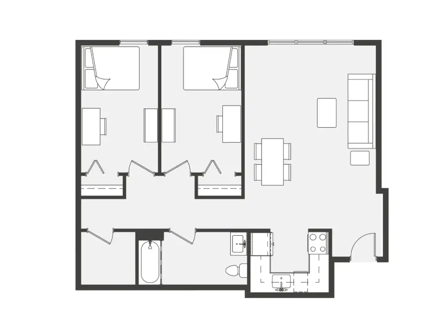 1x1 Rooms view 2
