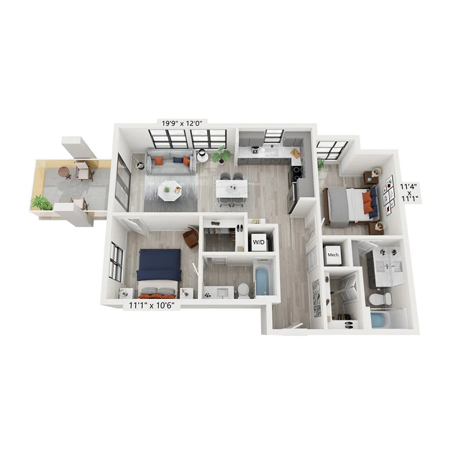 2 Rooms view 1
